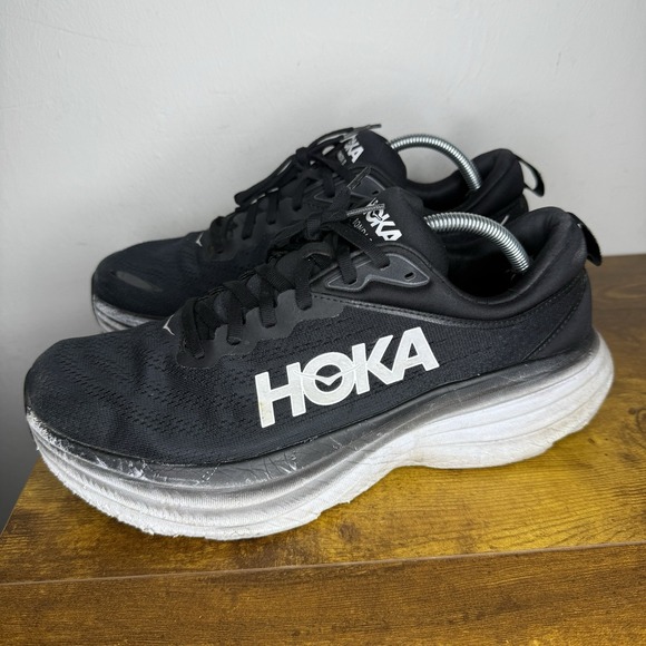 Hoka One One Bondi 8 Running Shoes Men's Size 11 D Black White - Picture 2 of 7
